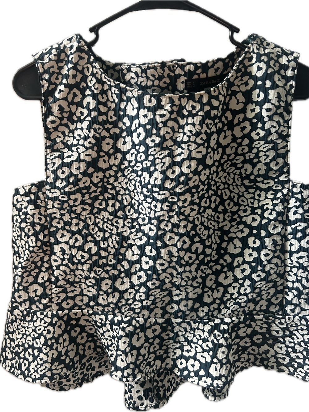 Zara greenish blue Leopard Print Peplum Top